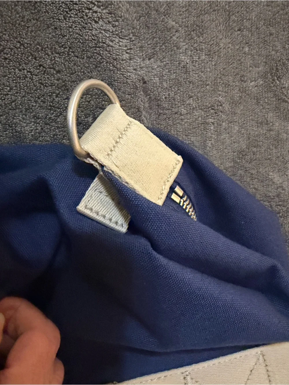 Tommy Hilfiger Navy Duffel with Cream Webbing Straps